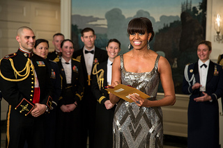 First Lady Michelle Obama presented the nominees for Best Picture and announced "Argo" as the winning film via satellite.