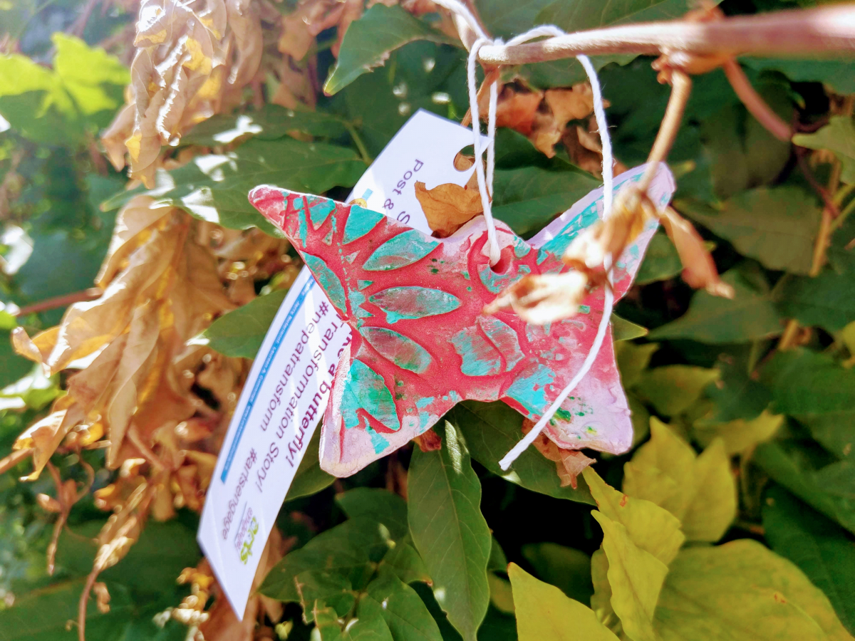 Butterflies painted by community groups were hung in the trees as part of the annual Lackawanna Arts Festival.
