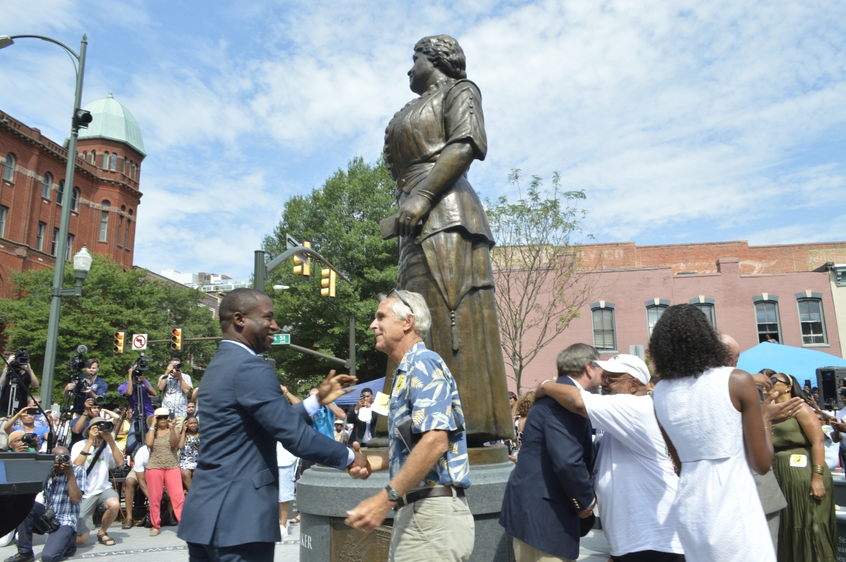 Richmond celebrates at the Maggie L. Walker monument unveiling. Photo by Amarise Carreras, Oakwood Arts.
