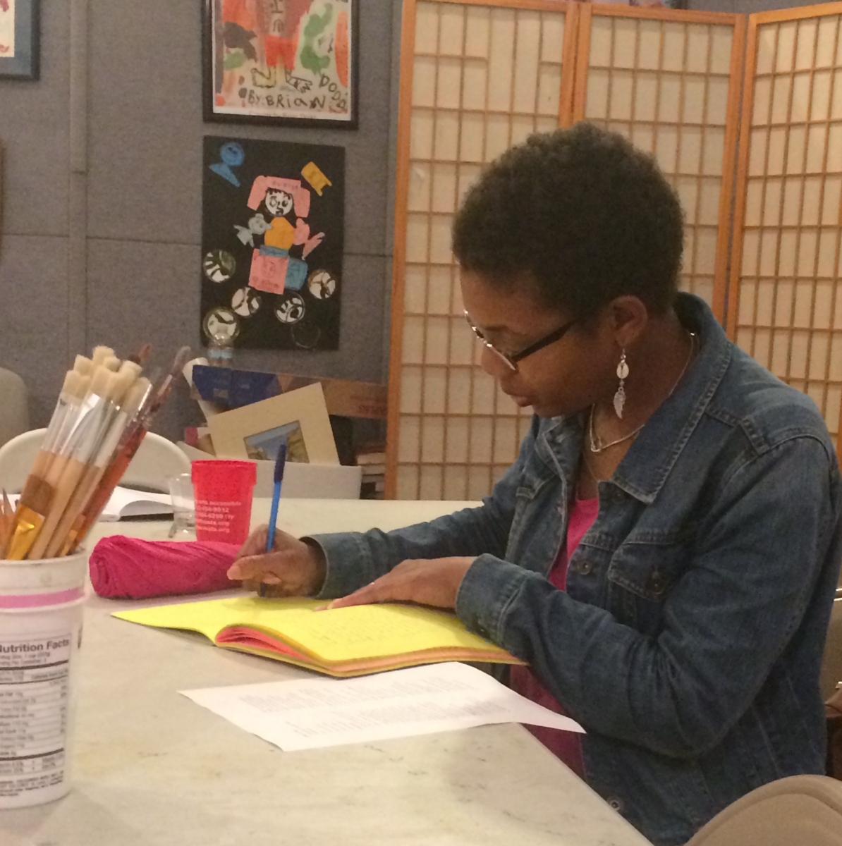 Anisa Moyo in a writing class.  “I recommend the writing course for any veteran seeking to explore a creative outlet in a comfortable, supportive setting. Thank you for offering this class to the veteran community!”