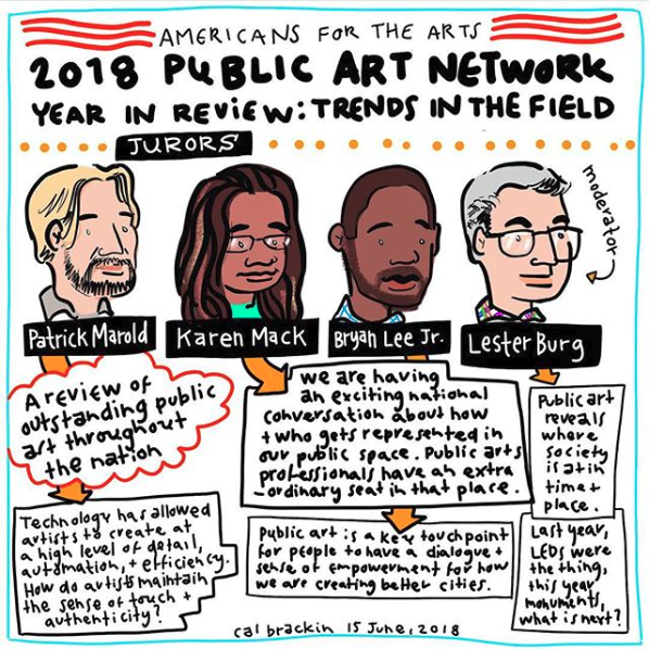 Artwork via @jhpublicart on Instagram, drawn in the moment as the 2018 PAN Year in Review honorees were announced at Annual Convention in Denver, CO.