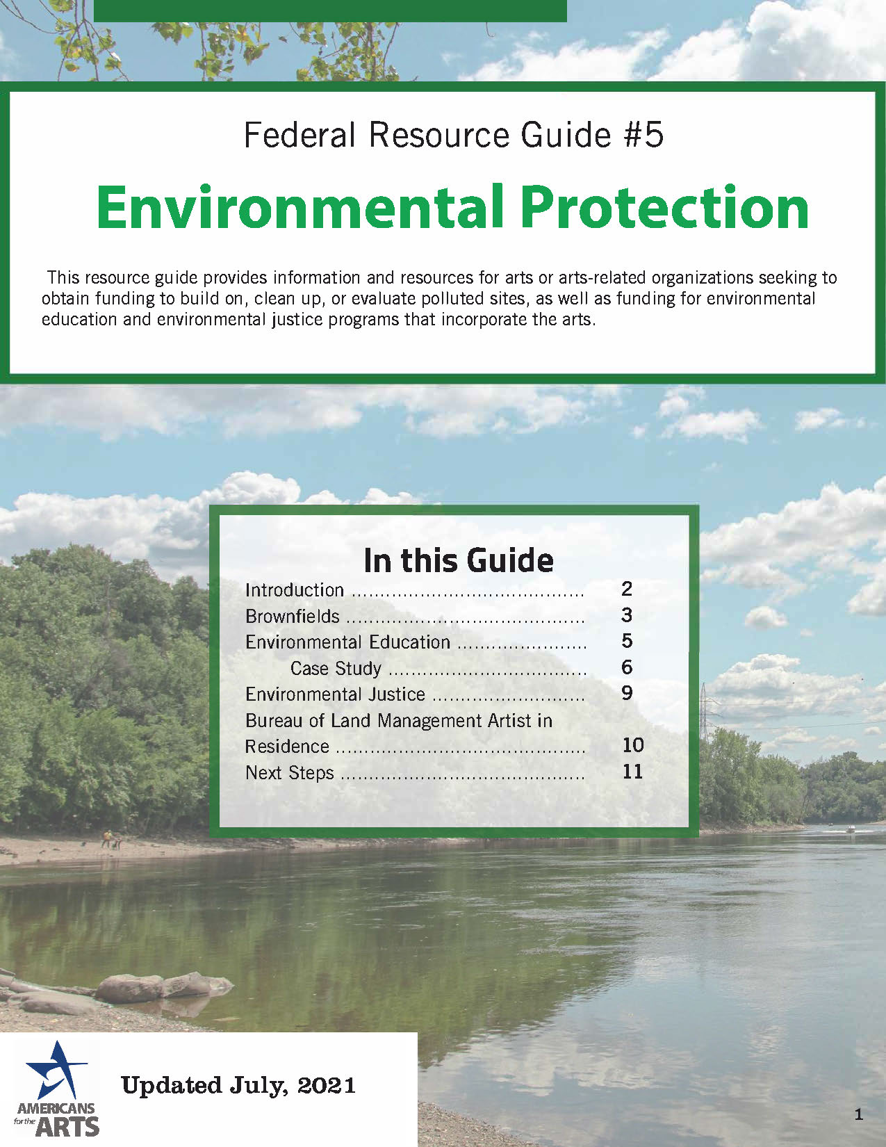 A thumnail cover image of the Environmental Protection guide, featuring an image of river shore
