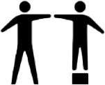 A simple icon showing the silhouettes of two people holding hands, with one lifted to the same height as the other