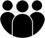 A simple icon showing the silhouettes of three people