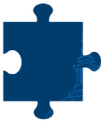 A dark blue puzzle piece
