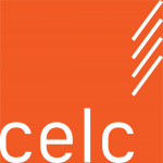 CELC logo, white text on an orange background