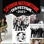Designed graphic promoting the Supernova International Ska Festival 2023, with photos of several ska artists and groups.